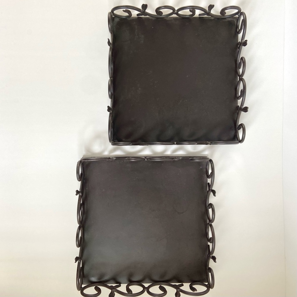 2 Square Iron Scroll Decorative Trays - Picture 7 of 12